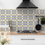 Navy Blue Yellow Mediterranean Pattern White Ceramic Tile<br><div class="desc">Introducing our gorgeous and unique ceramic tile that is perfect for bringing a touch of the Mediterranean to your home. With its modern decorative ornament pattern in striking navy blue and yellow on a crisp white background, this tile will infuse your space with style and elegance. Whether you're looking to...</div>