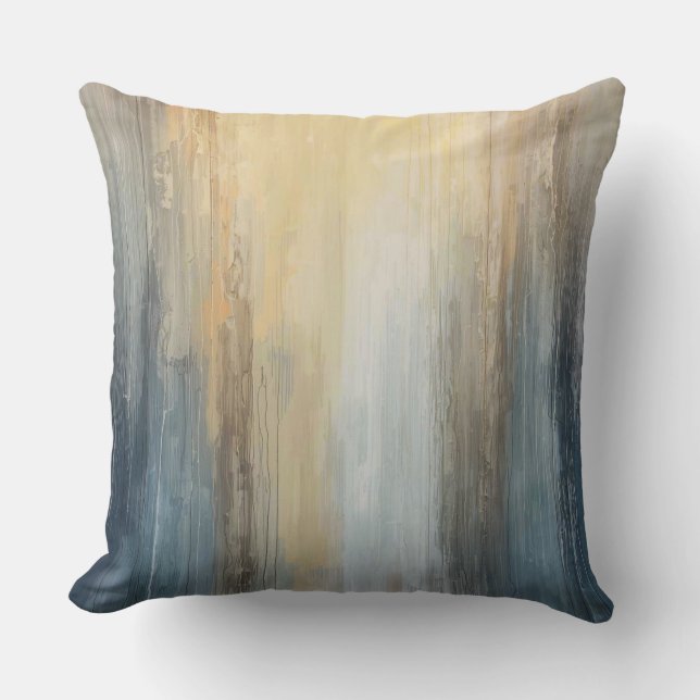 Navy Blue Yellow Modern Abstract Stripe Throw Pillow (Front)