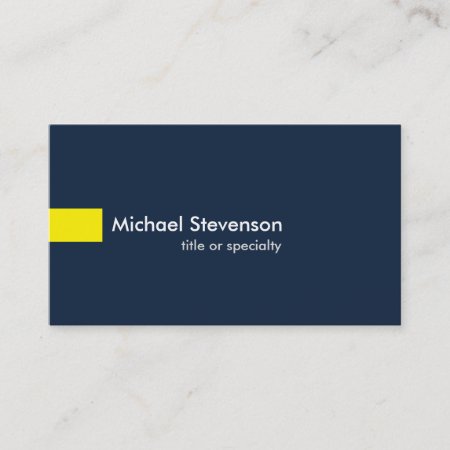 Navy Blue Yellow Modern Unique Consultant Business Card