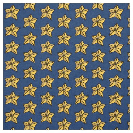 Navy Blue Yellow Nautical Star Fabric by the Yard