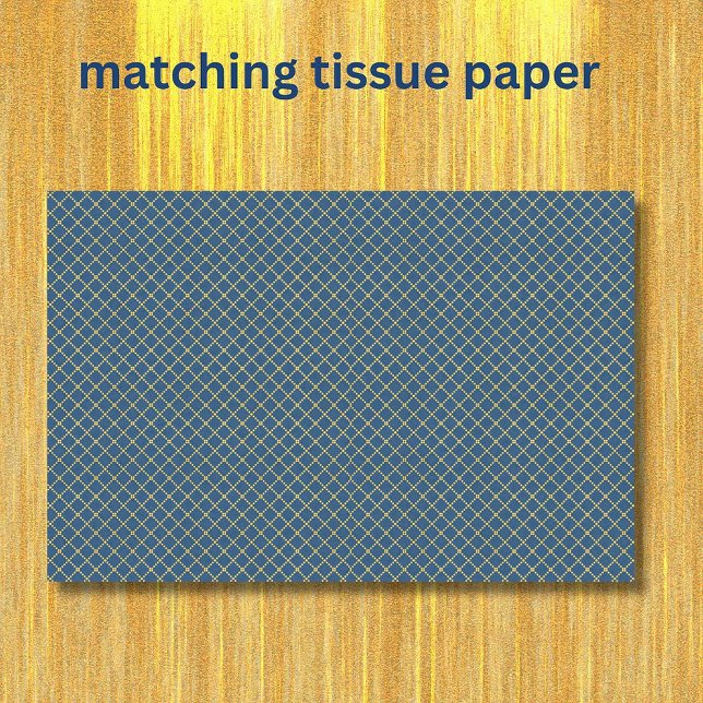 Navy Blue Yellow Patterned Tissue Paper (Creator Uploaded)