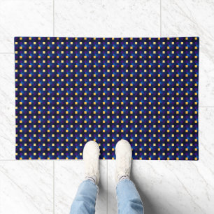 Navy Blue Yellow Pixels Cool Abstract Pattern Geek Doormat