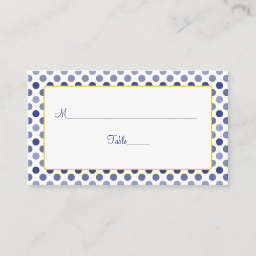 Navy Blue Yellow Polka Dot Wedding Place Cards Business Card Templates