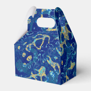 Navy Blue & Yellow Spotted Graphic Abstraction Favor Boxes
