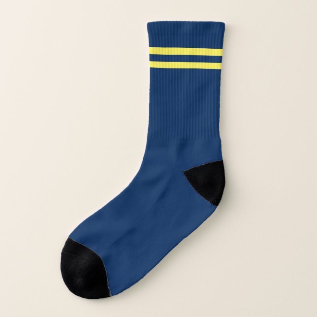 Navy Blue yellow stripes Socks (Left Outside)