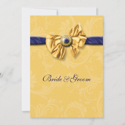 Navy blue yellow wedding elegant custom invite
