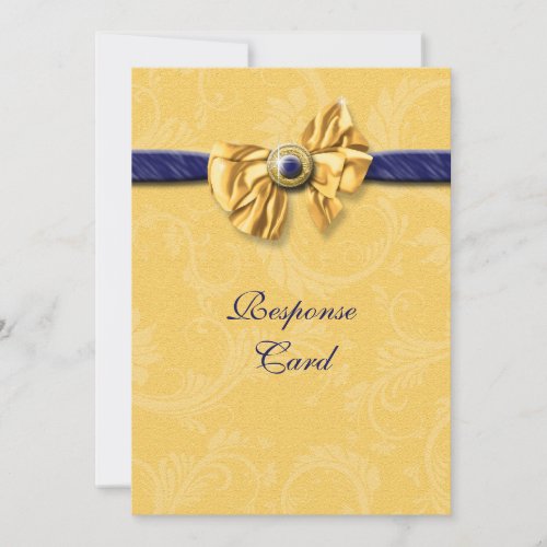 Navy blue yellow wedding rsvp response invitations