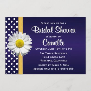 Navy Blue Yellowdaisy Bridal Shower Invitation by party_depot at Zazzle