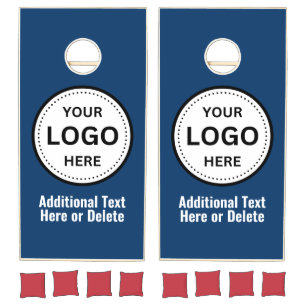 Navy Blue Your Logo Company Business Cornhole Set