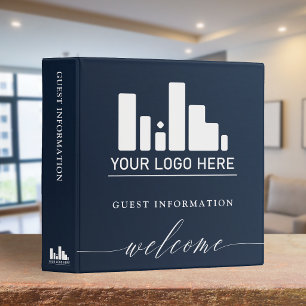 Navy Blue Your Logo Guest Information Welcome 3 Ring Binder