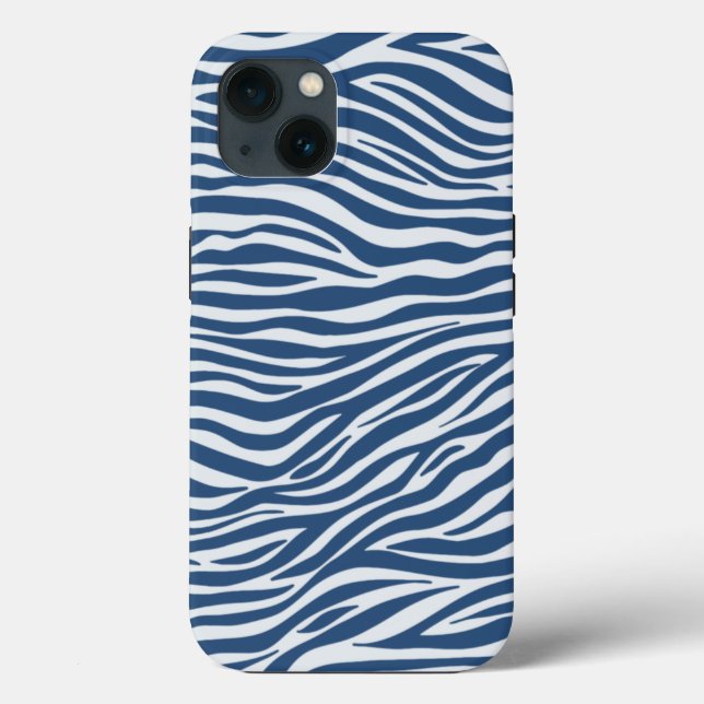 Navy Blue Zebra Animal Stripes Pattern Case-Mate iPhone Case (Back)