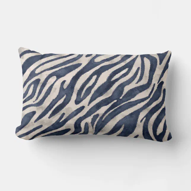 navy blue zebra lumbar pillow Zazzle