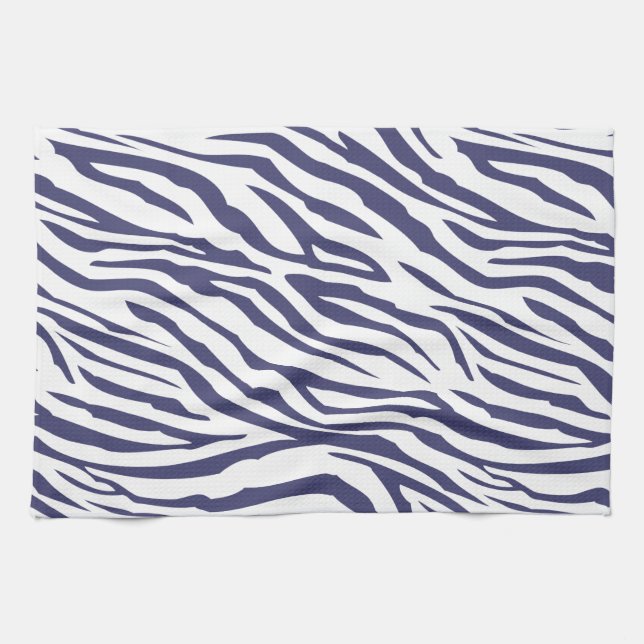 Navy Blue Zebra Pattern Kitchen Towel (Horizontal)