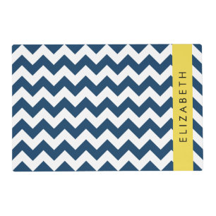 Navy Blue Zigzag, Navy Blue Chevron, Your Name Placemat