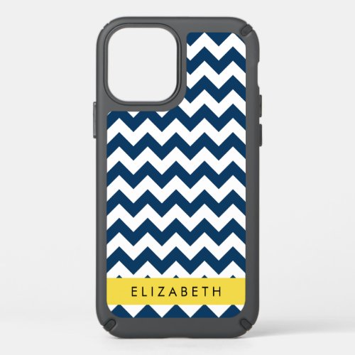 Navy Blue Zigzag Navy Blue Chevron Your Name Speck iPhone 12 Case