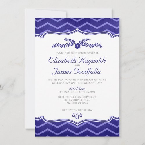 Navy Blue Zigzag Wedding Invitations