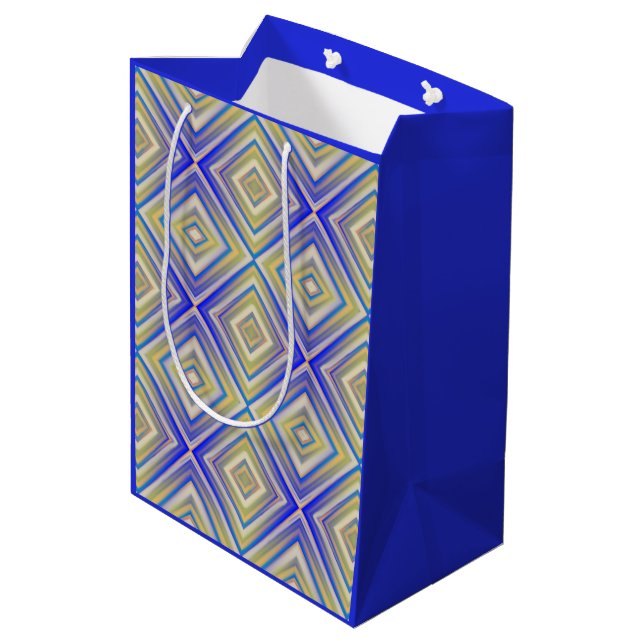 Navy Blues Alternative Diamond Pattern Medium Gift Bag (Back Angled)