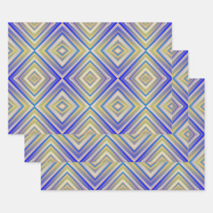 Navy Blues Alternative Diamond Pattern Wrapping Paper Sheets