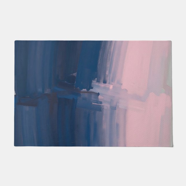 Navy Blush Abstract Brushstrokes Doormat (Front)