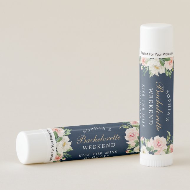 Navy Blush Bachelorette Party Favors Lip Balm (Front)