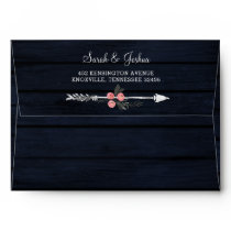Navy Blush barn wood floral rustic country chic Envelope
