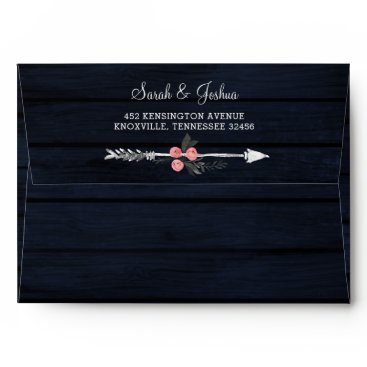 Navy Blush barn wood floral rustic country chic Envelope