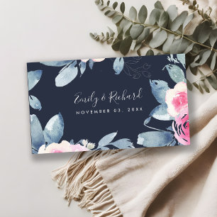 NAVY BLUSH BLUE FLORAL WATERCOLOR WEDDING WEBSITE BUSINESS CARD