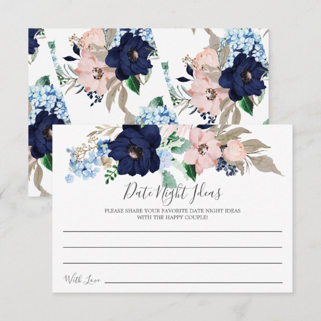 Navy & Blush Date Night Ideas Card (Front/Back)