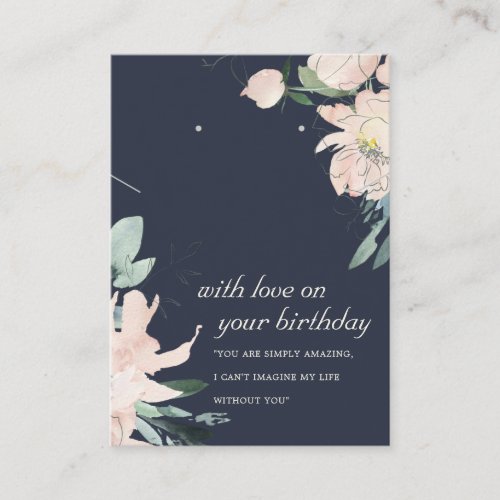 NAVY BLUSH FLORAL BIRTHDAY NECKLACE EARRING CARD