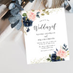 Navy & Blush Floral Budget Wedding Invitation<br><div class="desc">Navy & Blush Floral Budget Wedding Invitation</div>