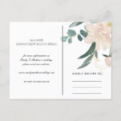 NAVY BLUSH FLORAL BUNCH WATERCOLOR SAVE THE DATE ANNOUNCEMENT POSTCARD (Back)