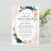 Navy Blush Floral Geometric Virtual Bridal Shower Invitation (Standing Front)