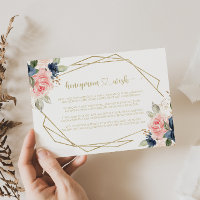 Navy Blush Floral Gold Geometric Honeymoon Wish 