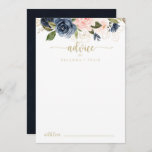 Navy Blush Floral Gold Wedding  Advice Card<br><div class="desc">This navy blush floral gold wedding advice card is perfect for a rustic wedding. The design features beautiful hand-painted dark blue, blue, navy, pink, blush, gold flowers and green foliage. These cards are perfect for a wedding, bridal shower, baby shower, graduation party & more. Personalize the cards with the names...</div>