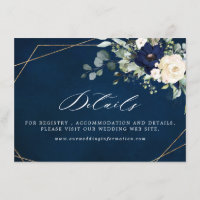Navy Blush Floral Greenery Geometric Wedding