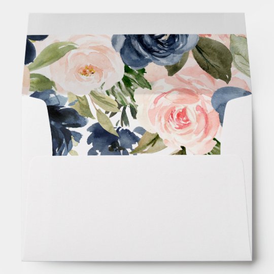 Navy & Blush Floral Lined envelope | Zazzle.com