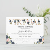 Navy Blush Floral Virtual Bridal Shower Invitation (Standing Front)