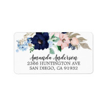 Navy & Blush Flowers Bridal Shower Labels Navy & Blush Flowers Bridal Shower Labels