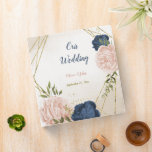 navy blush flowers green leaves photo album 3 ring binder<br><div class="desc">Beautiful wedding photo album featuring navy and blush pink flowers and green leaves.
 The gold glitter details are simulated.
FOR MORE MATCHING PRODUCTS click on the collection above or contact me</div>