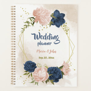 Navy & blush flowers greenery wedding planner