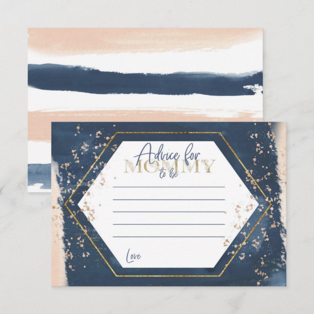 Navy Blush Gold Advice for Mommy to be cards (Front/Back)