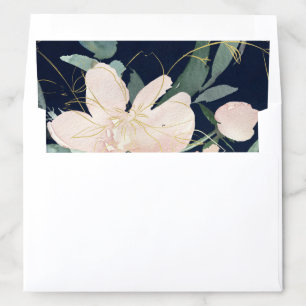 NAVY BLUSH GOLD FLORAL BUNCH INK WASH WATERCOLOR ENVELOPE LINER