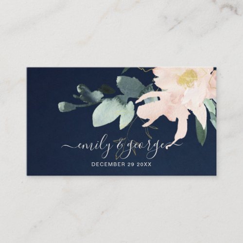 NAVY BLUSH GOLD FLORAL WATERCOLOR WEDDING WEBSITE BUSINESS CARD