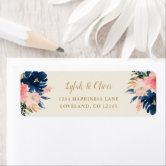 Blush Pink Floral Rustic Wedding Return Address Label