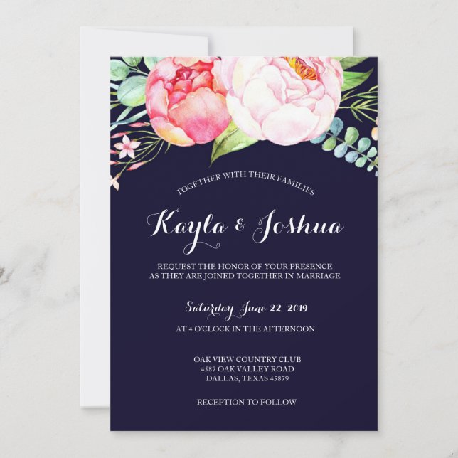 Navy Blush Invitation (Front)