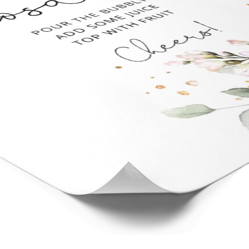 Navy blush Mimosa bar Poster Zazzle