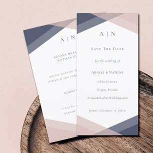 Navy & Blush Modern Monogram Geometric Wedding Save The Date