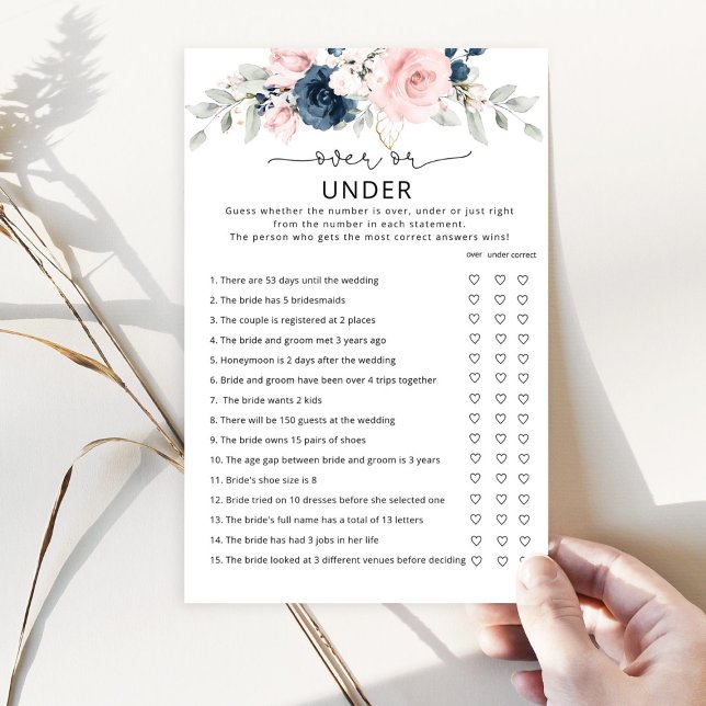 Navy blush over or under bridal shower game (Creator Uploaded)