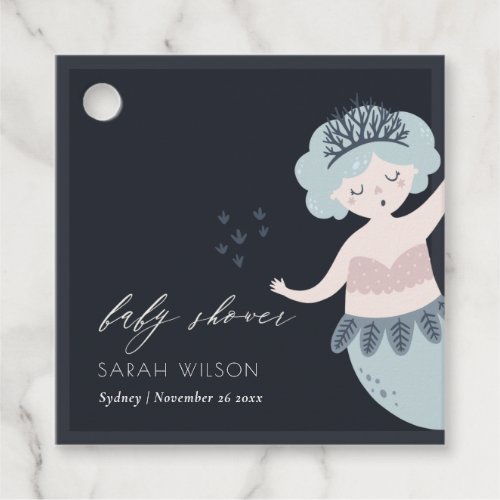 NAVY BLUSH PINK BLUE LITTLE MERMAID BABY SHOWER FAVOR TAGS