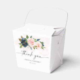 Navy & Blush Pink Floral Baby Shower Favor Box